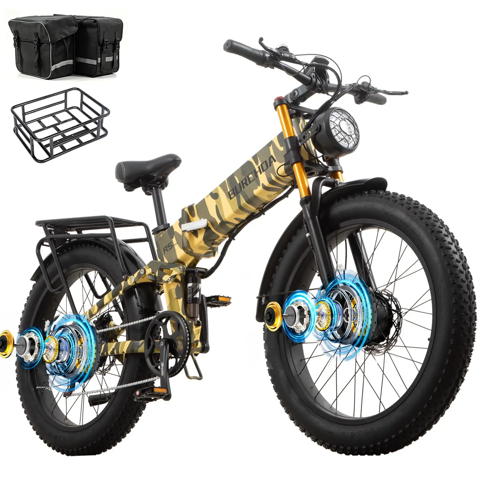 2026 Dual Motor Electric Bike for Adults AWD 5000W/3000W Peak 40 MPH/30 MPH E Dirt Bike, 52V/48V Removable Battery 65/80/150 Mil image 1