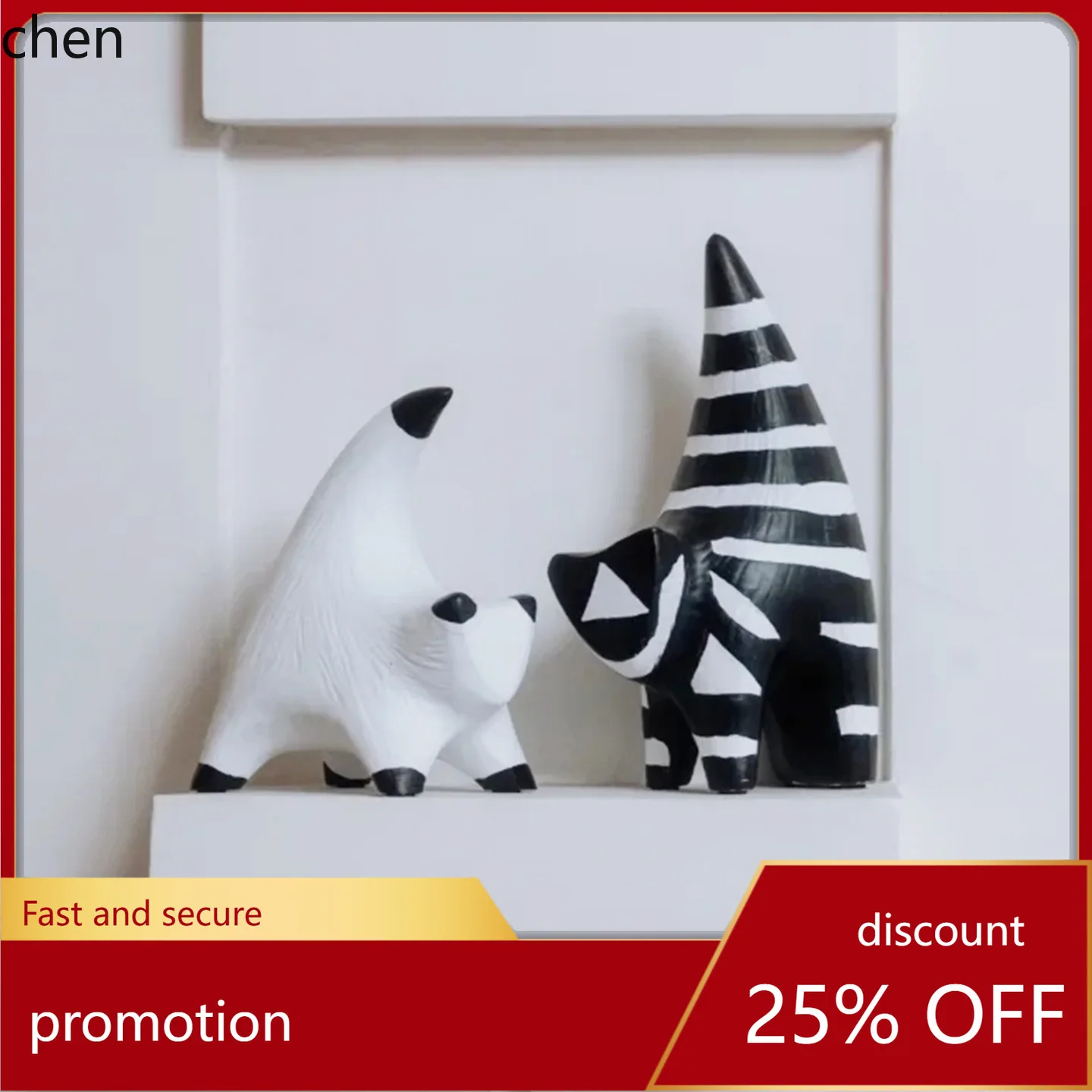 

HT Simple Modern Black and White Striped Flat Cat Ornament Model Room Entrance Coffee Table Home Desktop Soft Decoration