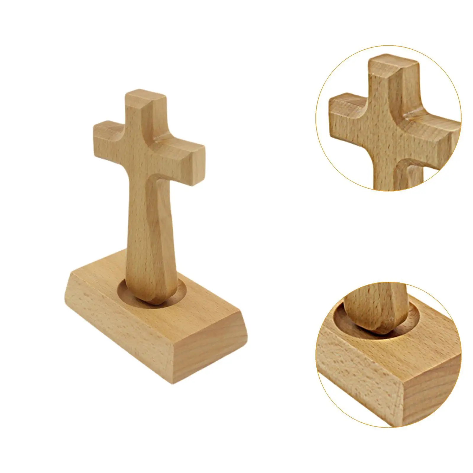 Cross Statue Beech Wood Decorative Object Luxury Home Decoration Accessories for Desk Bedroom Living Room