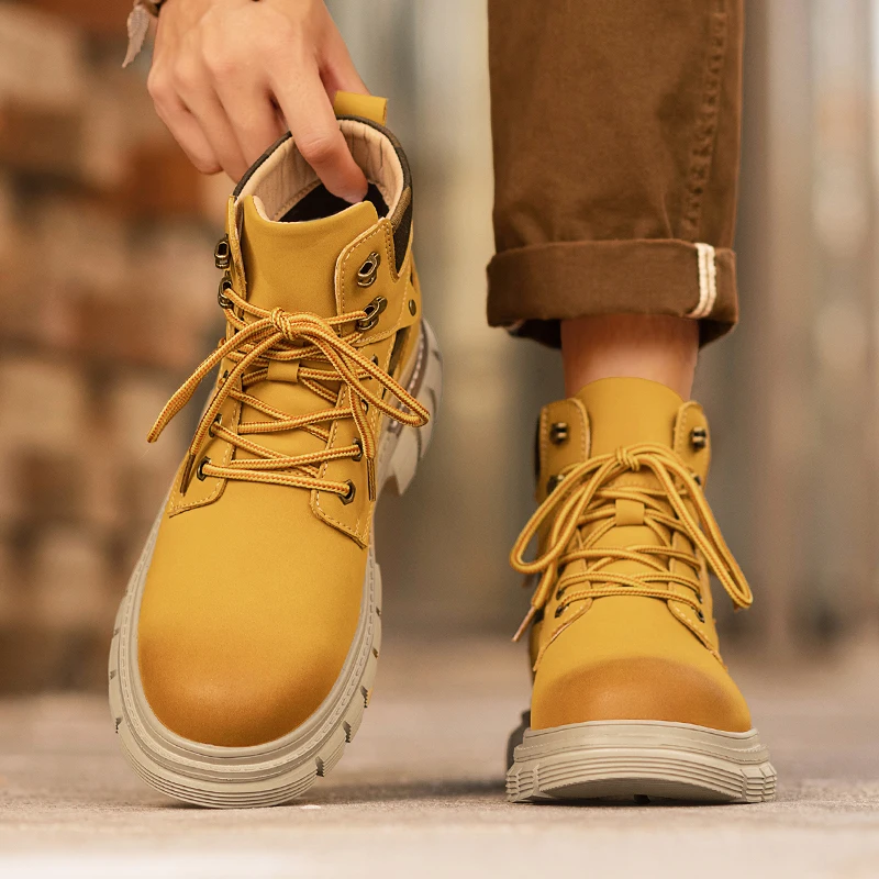 الرجال أحذية عالية أعلى بو بلون سميكة سوليد الدانتيل يصل حذاء من الجلد المألوف الأعمال حذاء رجالي غير رسمي #2