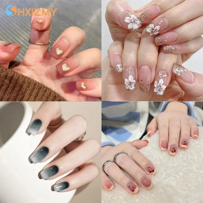 24 pçs estrela francesa flor unhas falsas wearable imprensa à prova dwaterproof água na arte do prego cobertura completa cor sólida acessórios de impressão do prego ferramenta