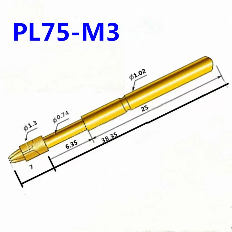 

10PCS PL75-M3 Three Point Spring Test Pin Outer Diameter 1.02mm Length 38.35mm Used For ICT Spring Needle Fixture