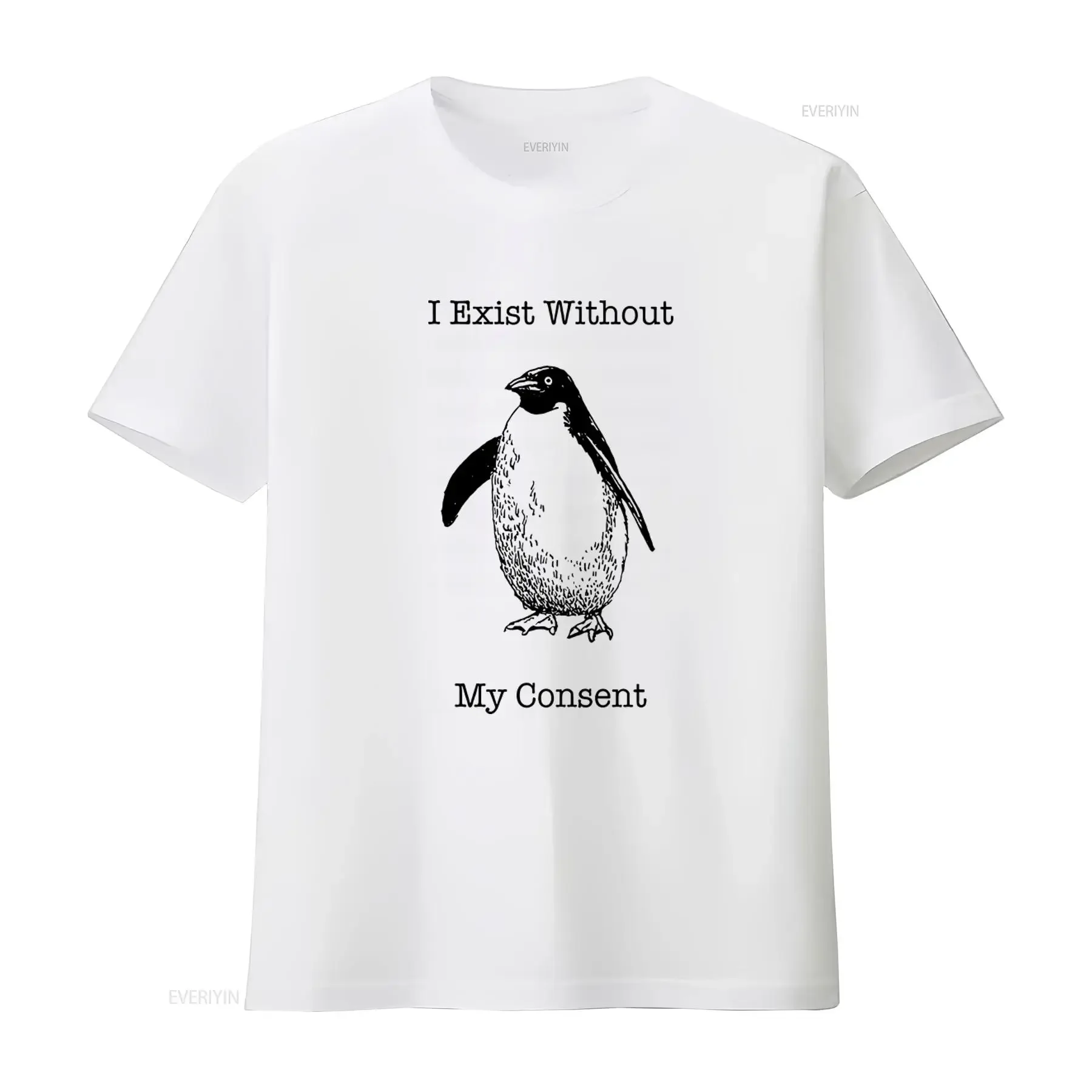 Funny Penguin T Shirt I Exist Without My Consent Design for Bird Lovers Random Awkward Silly Pingu Lover  vintage Washed