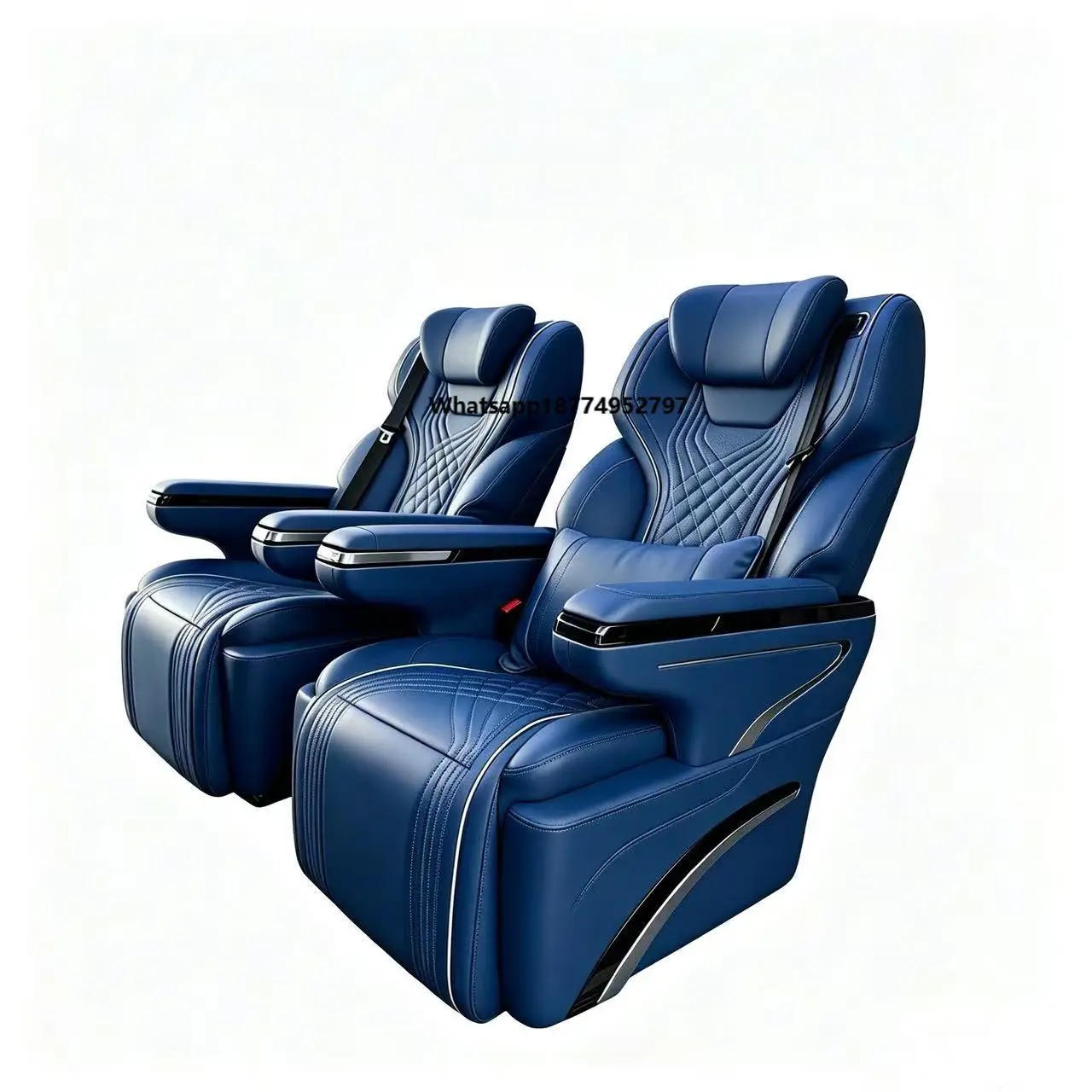 Navy Blue Luxury Business Van Captain Seat Electric Massage Ventilation Recline VIP Car Modified Seat For MPV Minibus