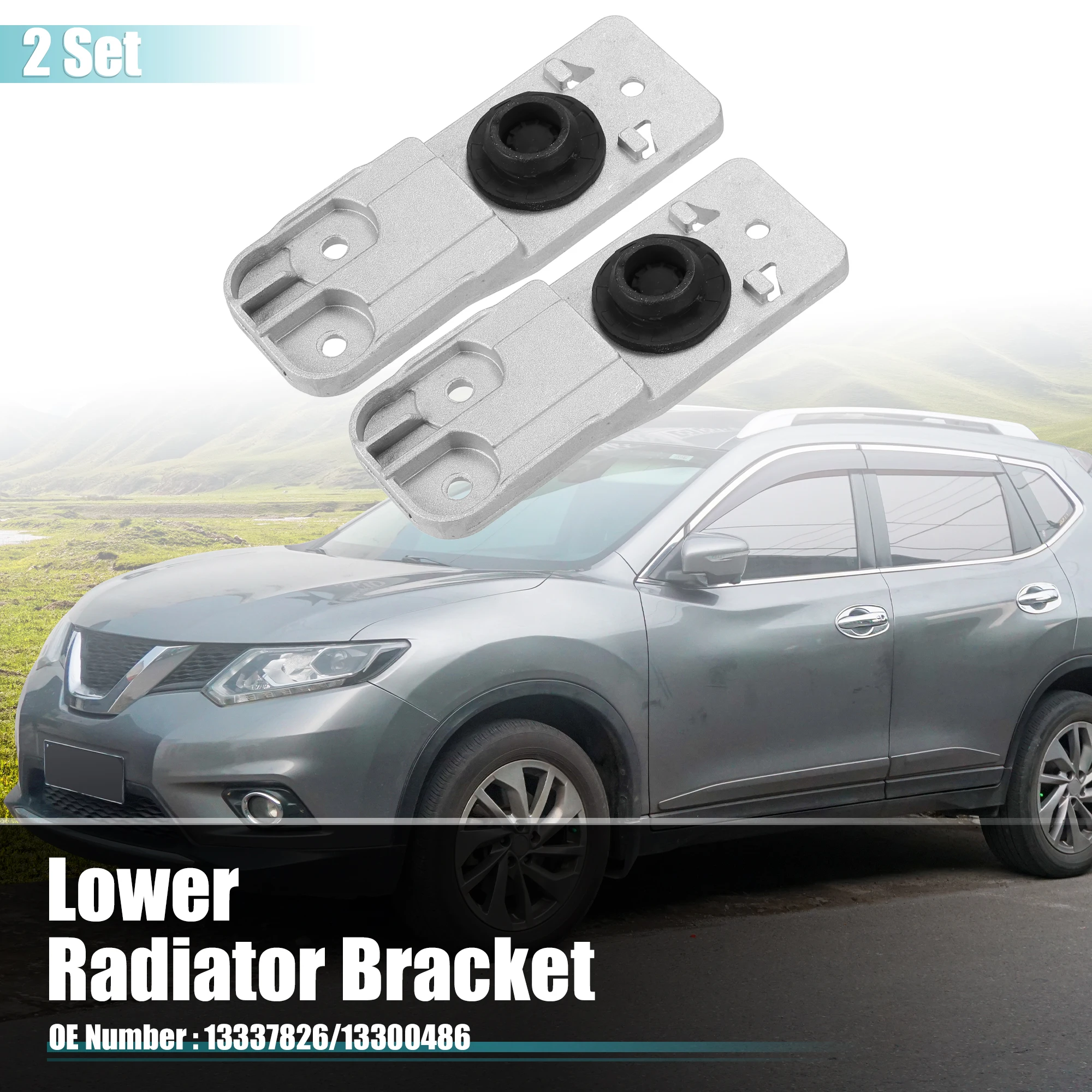 UXCELL 2set Lower Radiator Bracket with Rubber Cushion Bushing Radiato for Chevrolet