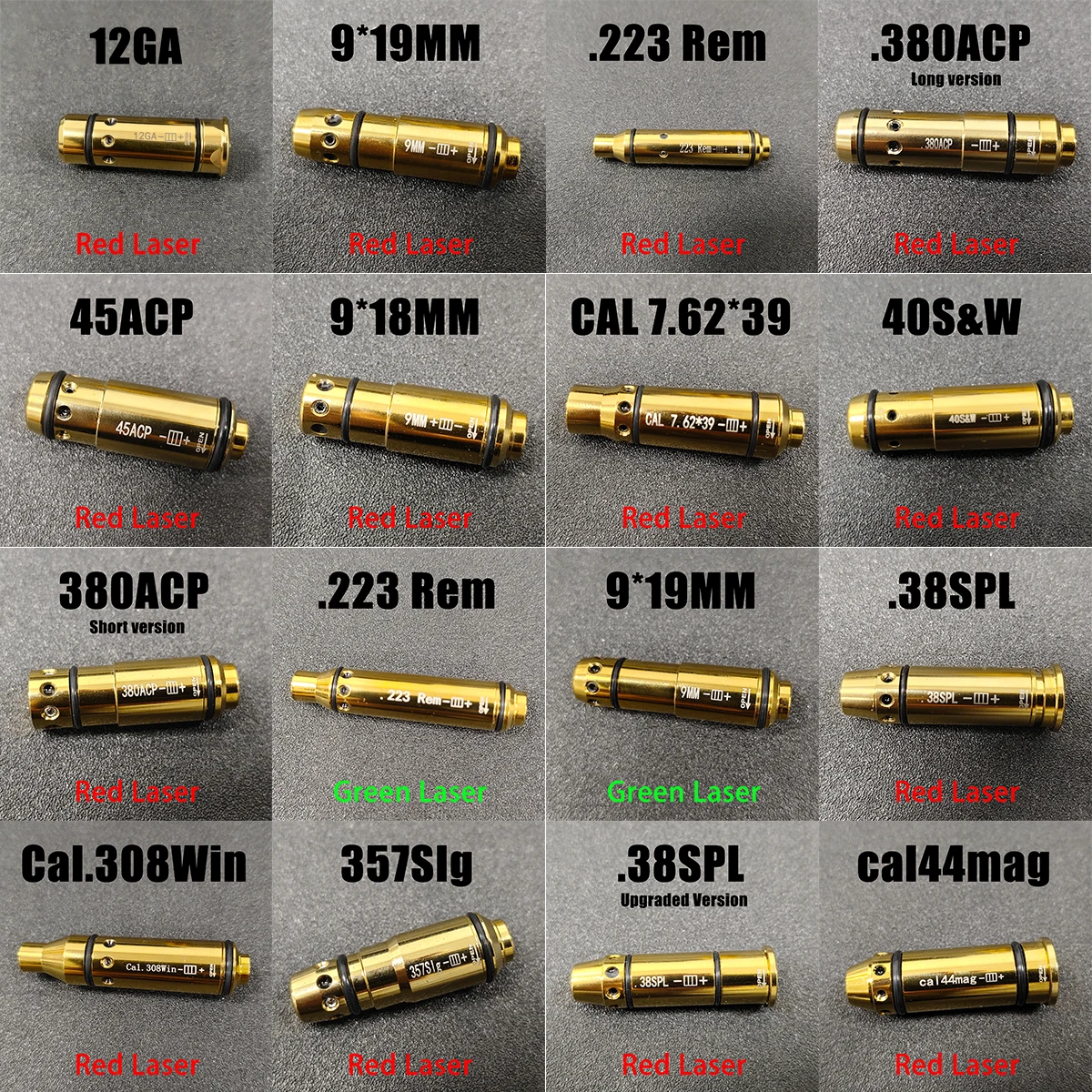 Image of 12GA 9x19mm Rotpunkt-Laser-Trainingspatrone 7.62*39 380ACP 40S&W .223Rem 45ACP 44mag 38SPL .308Win 9x18 Trockenfeuer-Lasertrainer-Kartusche