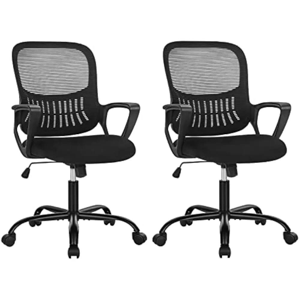 

Office Computer Desk Managerial Executive Chair, Ergonomic Mid-Back Mesh Rolling Work Swivel Chairs with Wheels