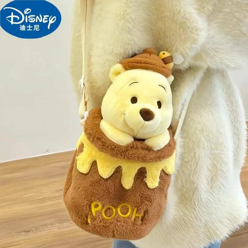 Disney Pooh Bear New Plush Crossbody Bag Luxury Brand Original Mini Women's Bag 3d Cartoon One Shoulder Crossbody Bag Gift