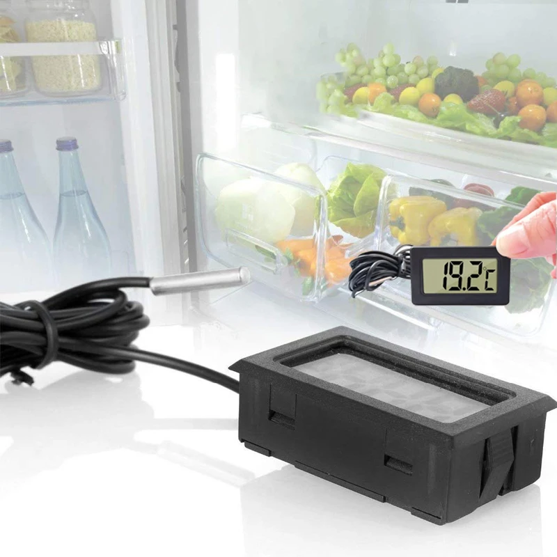Mini Digital LCD Indoor Handy Temperature for Fridge Fish Tank Sensor with Waterproof Probe Indoor Convenient Temperature