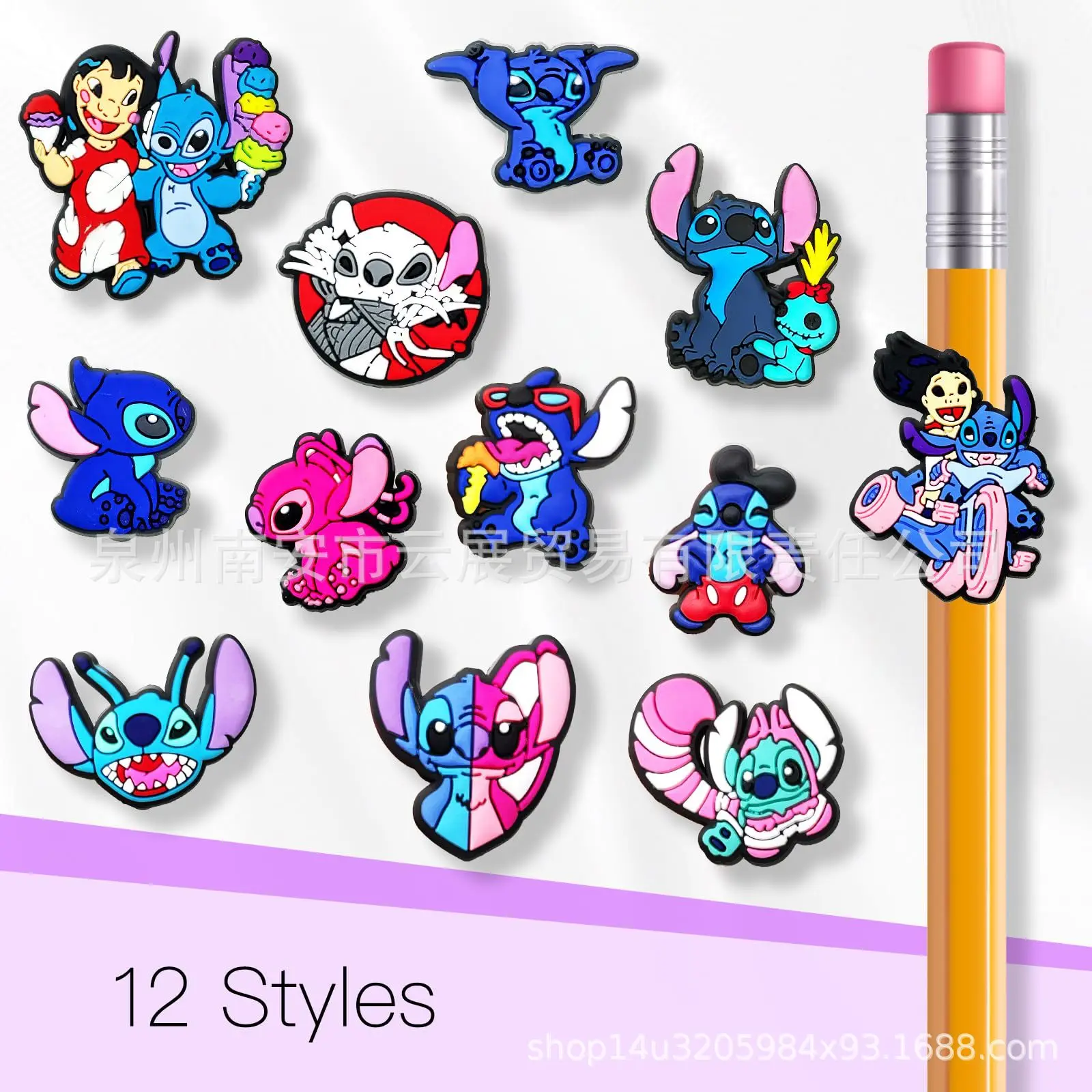 

New Disney Anime Lilo & Stitch Pencil Clip Kawaii Cartoon Pens Decorate Accessories Kids Back To School Classroom Students Gifts