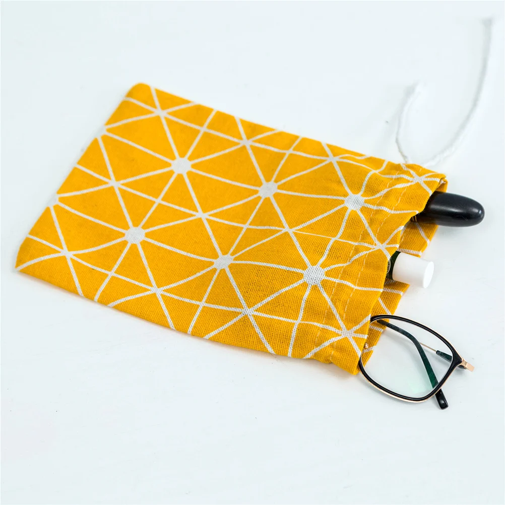 

Mini Storage Bag Drawstring Pouch Lightweight Flax Candy Jewelry Organizer Travel Pouch For Coins Cards Snacks Yellow