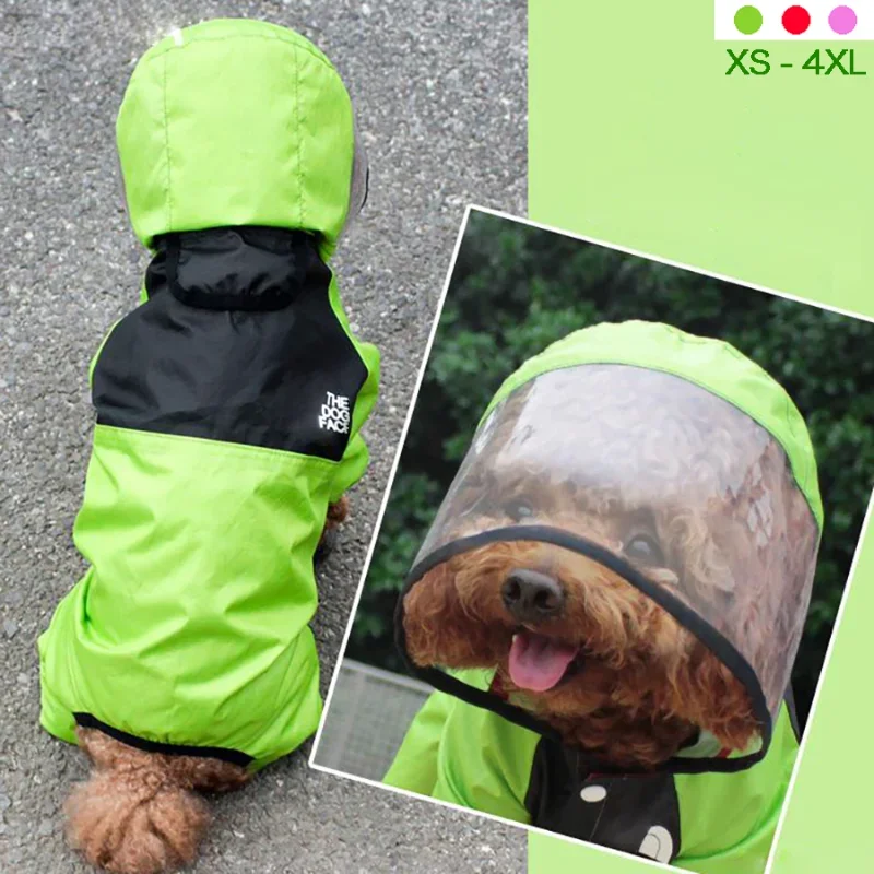 Pet Dog Raincoat Transparent Hooded Jumpsuit Dog Waterproof Coat Waterproof Clothes for Dogs Cats Waterproof Jacket