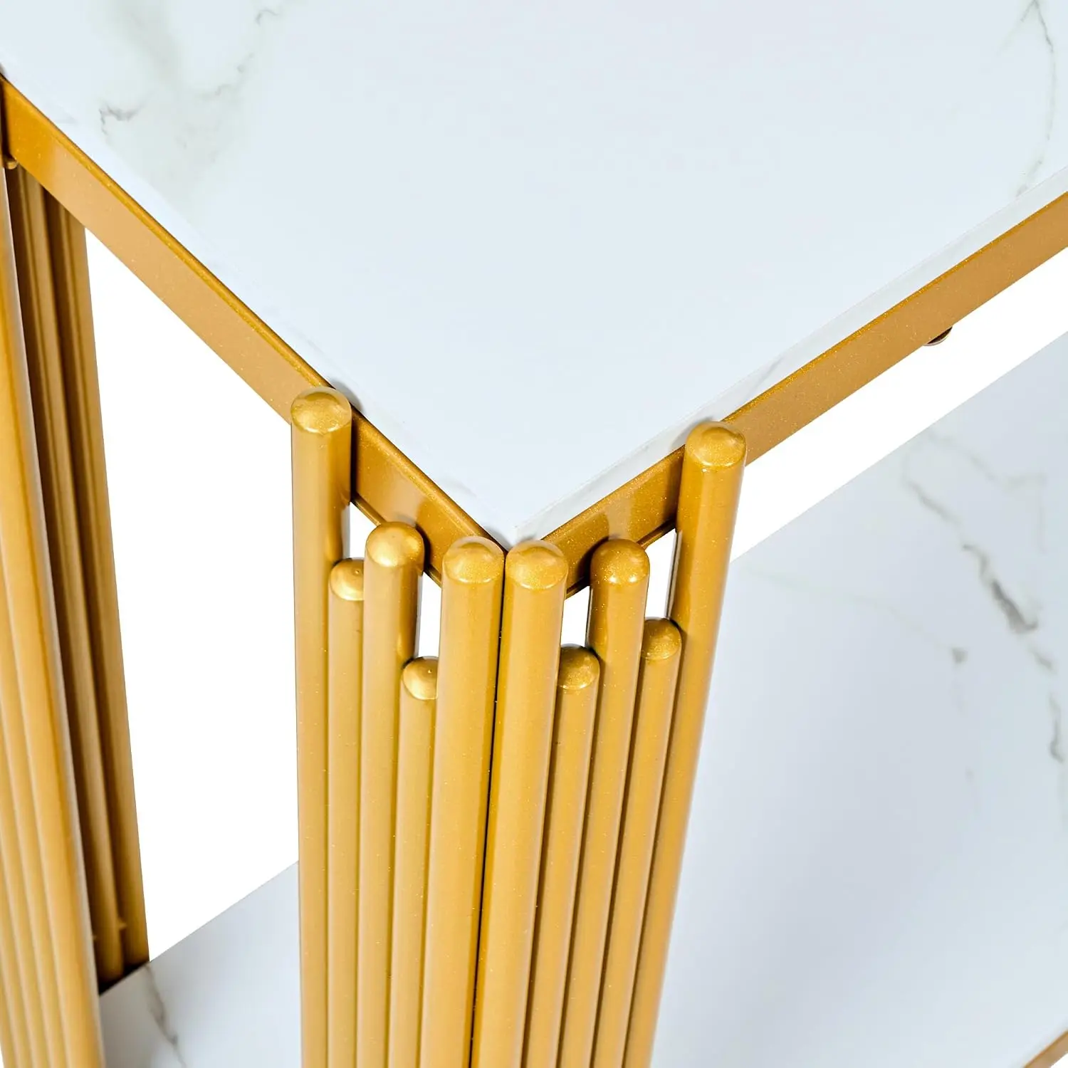 Marble Console Table Gold Metal Legs Rectangular Faux Entryway Modern Luxury Wood Sofa Table Living Room Small Space, Customized view 6