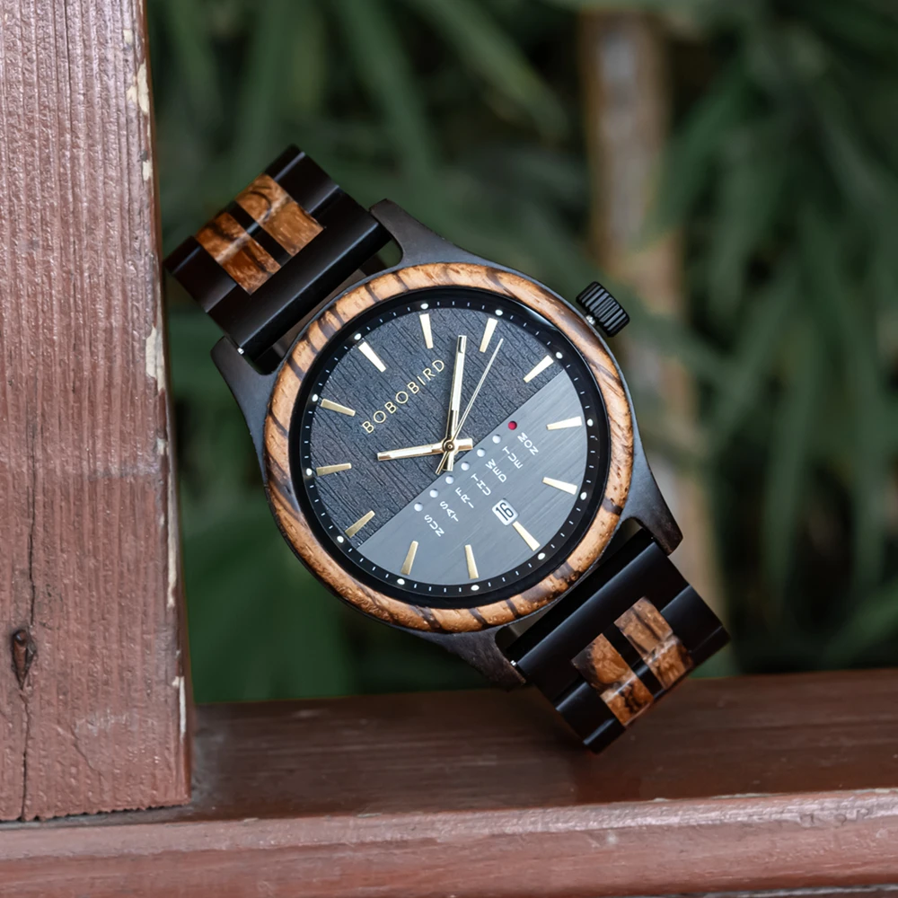 BOBO BIRD Newest Men's Watches Wooden Wristwatch Unique Niche Quartz Watch for Men Week & Date Display Customized Drop Shipping