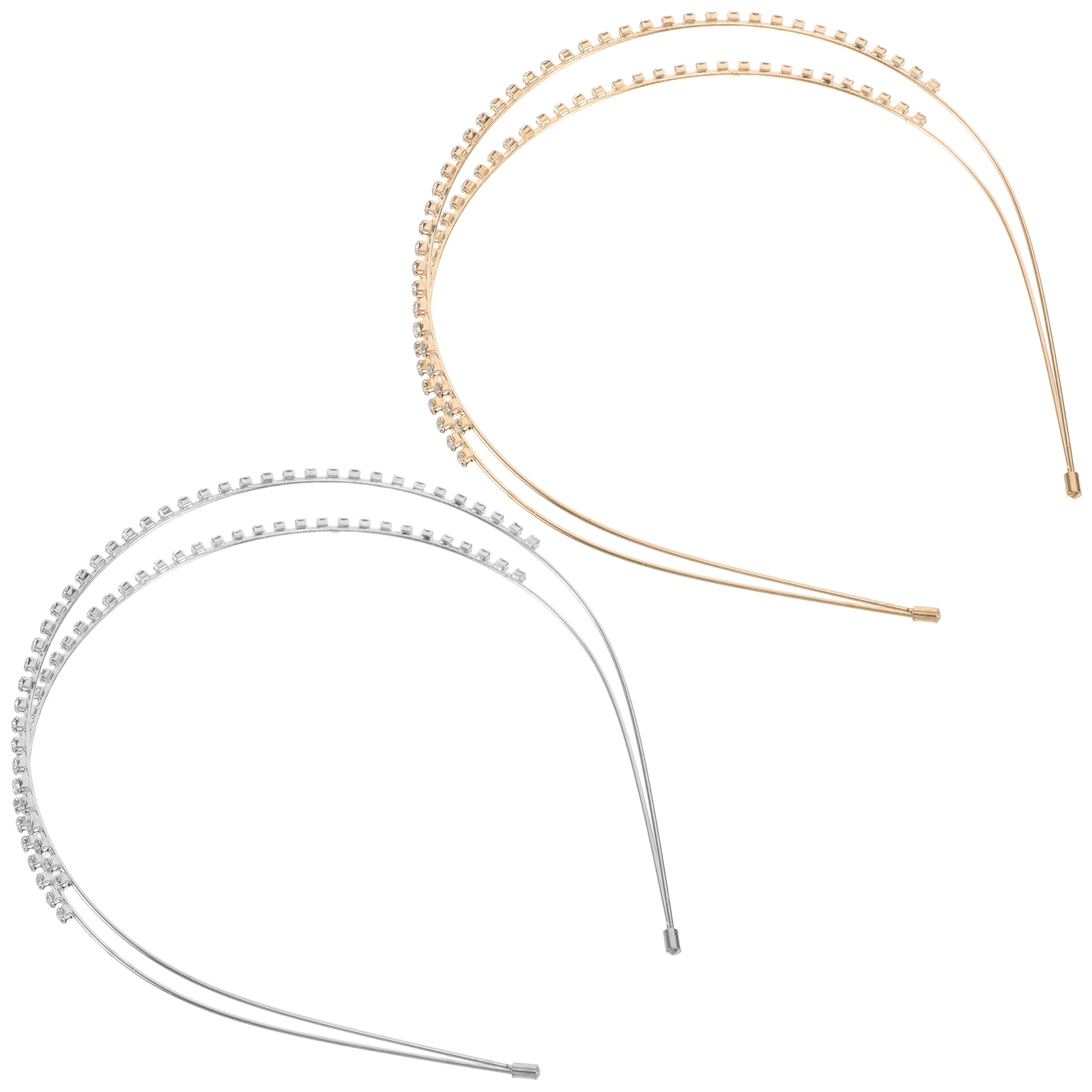 

2 Pcs Rhinestone Headband Bridal Headpiece Birthday Tiara for Women Wedding Bride Crown Adult Woman