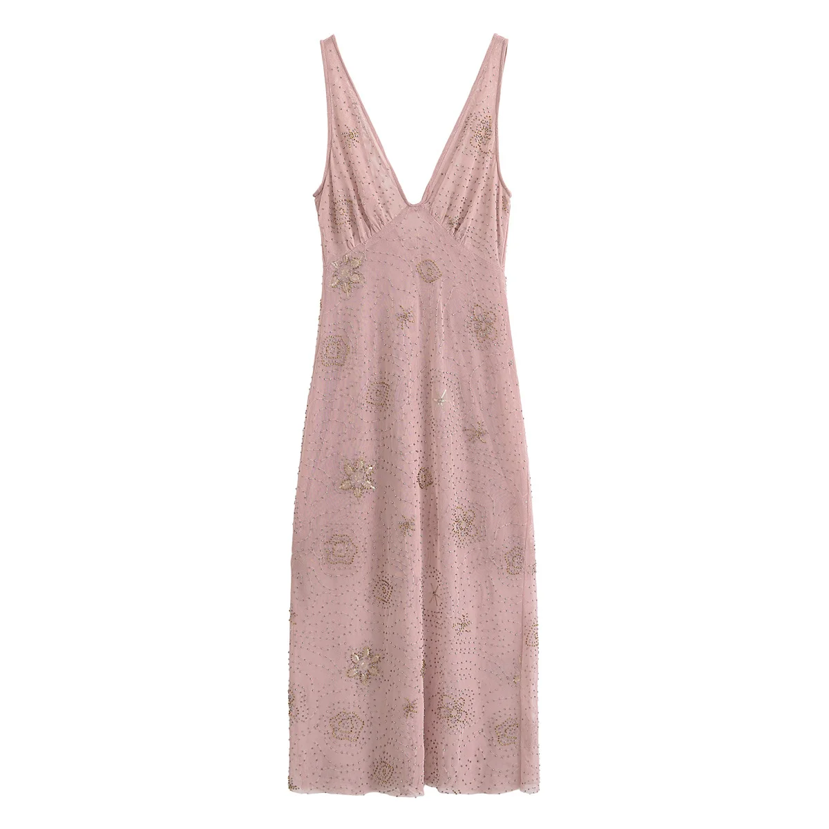 

UNIZERA2025 French Beaded Midi Suspender Dress Female Summer Sexy Waist Hip Skirt Seaside Holiday Style Long Skirt