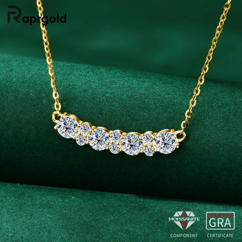 

RAPRGOLD GRA Certified VVS1 All Moissanite Pendant Necklace Chain for Women 925 Sterling Silver Necklaces Jewelry Gifts Collares