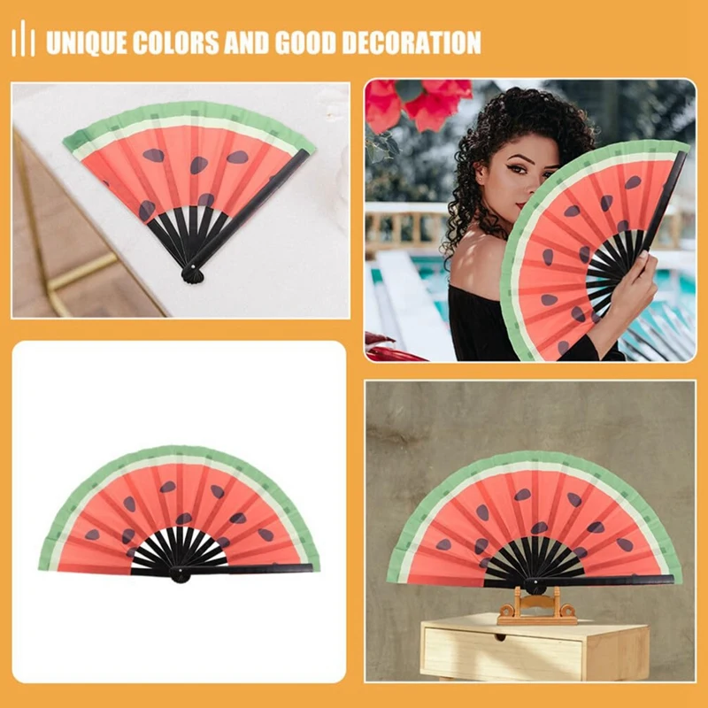 Heißer Faltfächer, Wassermelone Faltfächer Wassermelone Handfächer Fächer China Japan Handfächer Festival Fan Supplies