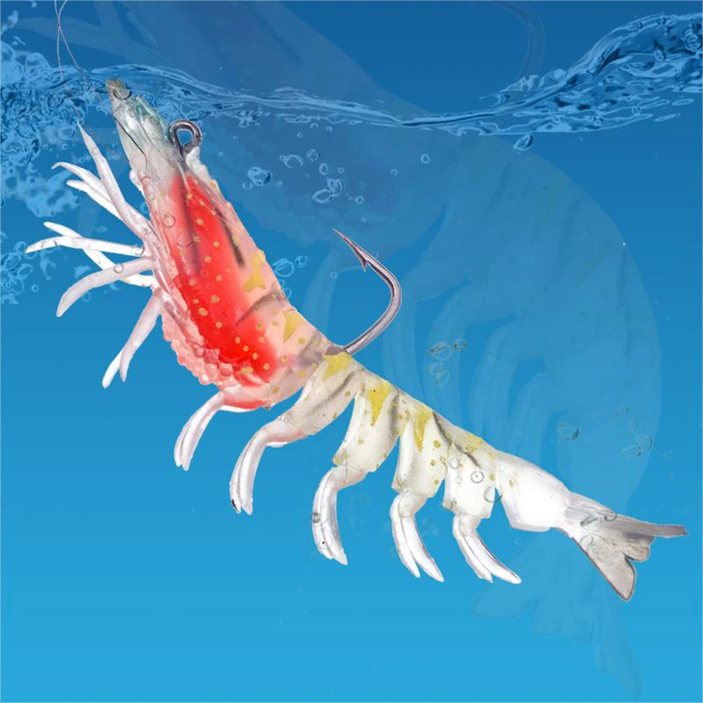 

Soft Plastic Shrimp Lure Lifelike Fishing Bait with Lead Head Jig for Redfish Bass Saltwater Freshwater Prawn Simulation