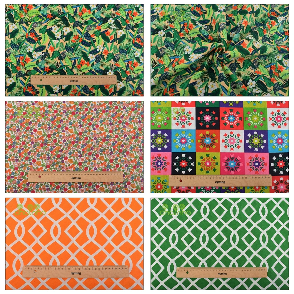 Sewing Geotextile Fabric - Chainho,Printed Cotton Linen Fabric,DIY Sewing Quilting