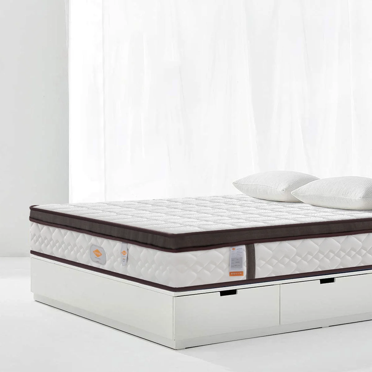 

Wholesale Bed Mattresses Luxury California King Size Pillow Top Memory Foam Spring Hybrid Mattress
