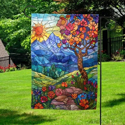 Southwest Stained Glass Floral Garden Flag Spring Flowers Welcome ZZY