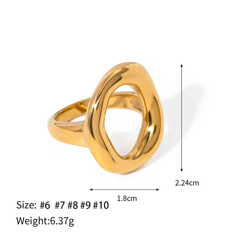 Stainless Steel Chunky Rings For Women Gold Color Waterproof Women\'s Hyperbole Large Ring Simple Geometric Aesthetic Female Ring