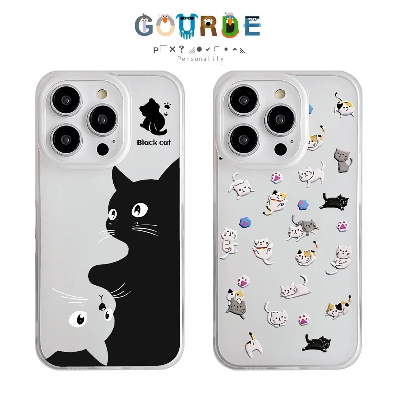 

Gourde Funny Casing Cat Cartoon Pattern Clear Frosted Case for Iphone 16 15 14 12 13 11 Pro Max IP 7 8 Plus Iphon X XS XR Xs Max