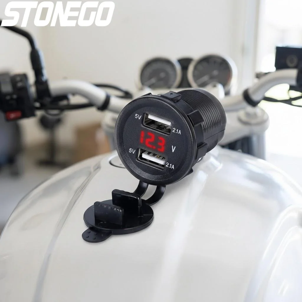 

Разветвитель прикуривателя для мотоцикла/автомобиля с 2 USB-портами и LED-индикатором, адаптер питания для автомобильных аксессуаров