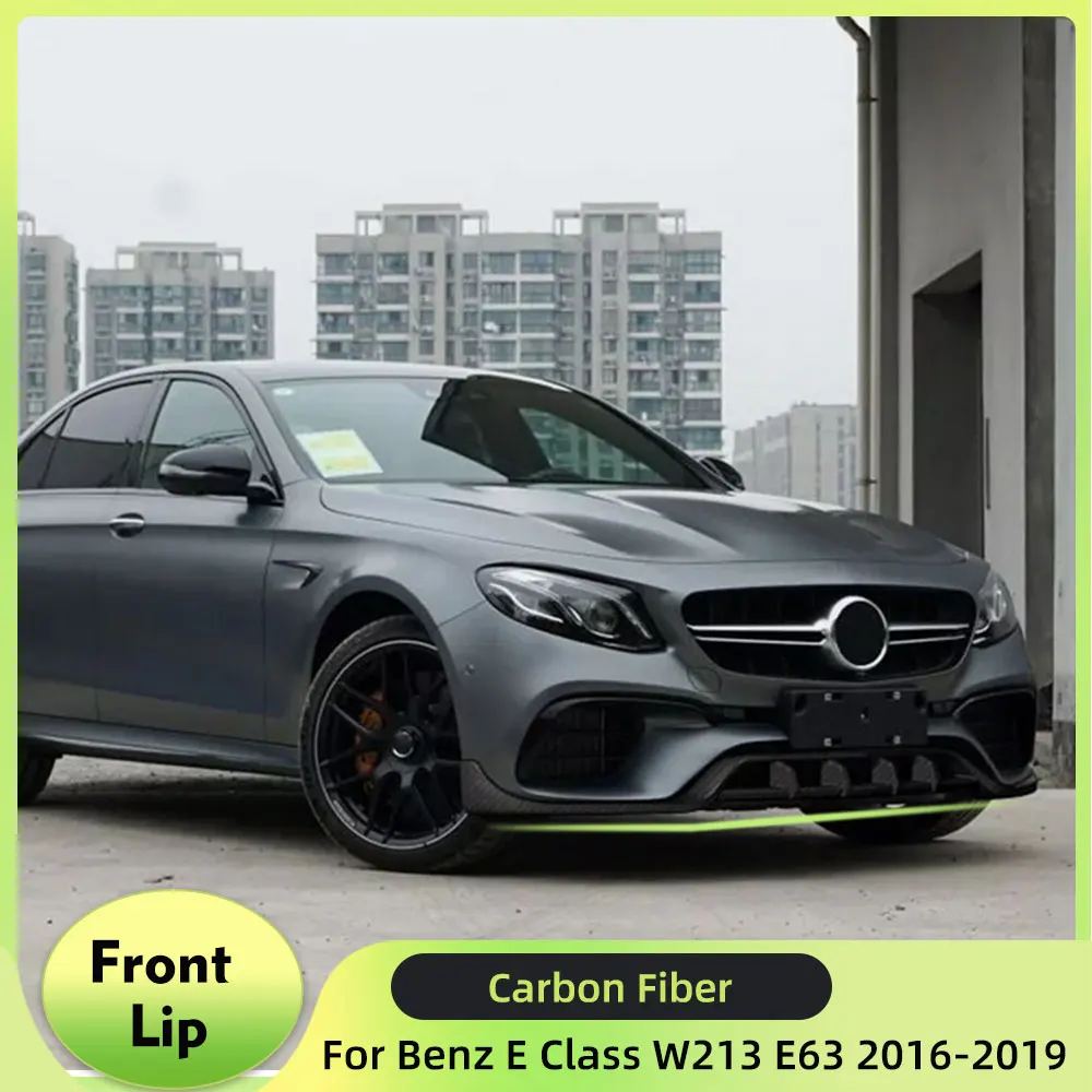 Front Bumper Lip Spoiler Splitters For Mercedes-Benz E Class W213 E63 AMG 4 Door 2016-2019 Car Front Spoiler Real Carbon Fiber