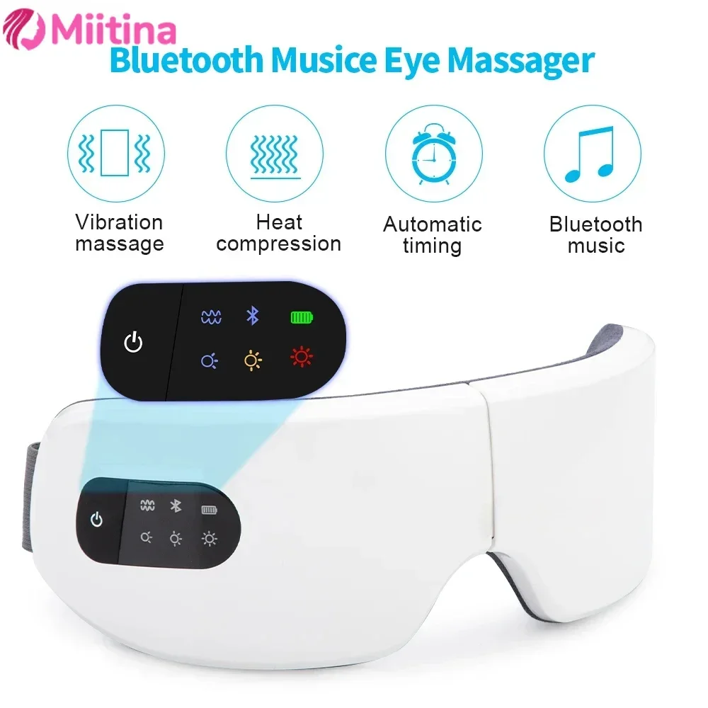 6D Smart Eye Massager Airbag Hot Compress Bluetooth Music Vibration Heating Eye Massage Care Relax Fatigue Rest Travel Foldable