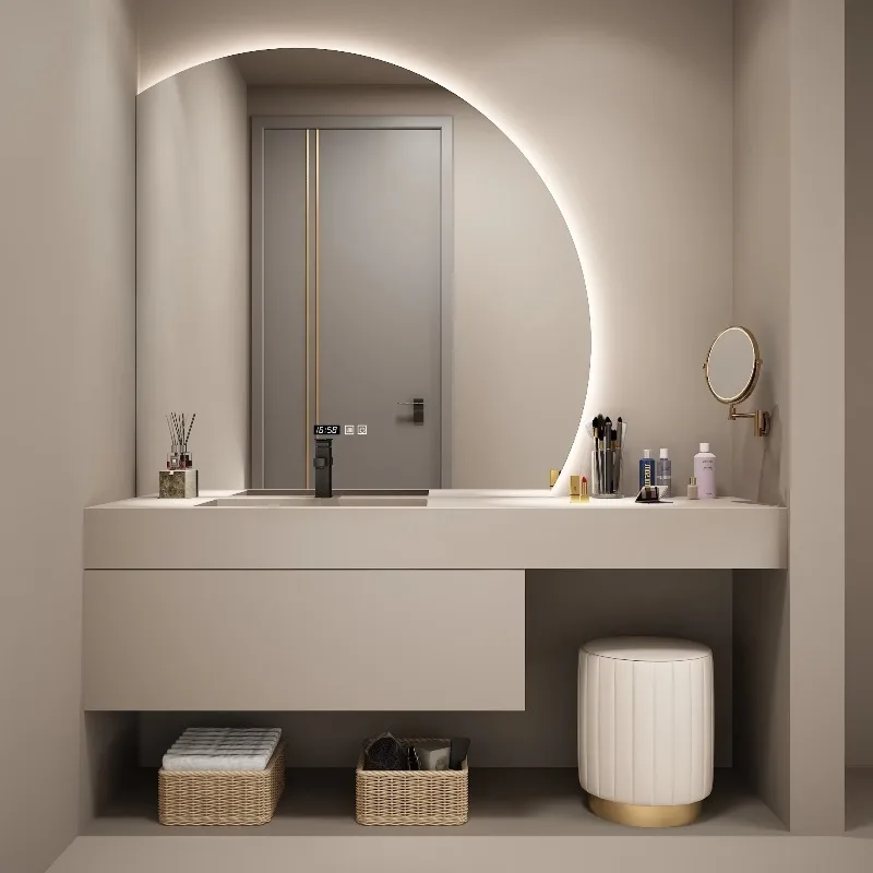 

Современный комбинированный шкаф для ванной из массива дерева с туалетным столиком и умной столешницей из искусственного камня для использования в складских помещениях и больницах, гарантия 5 лет