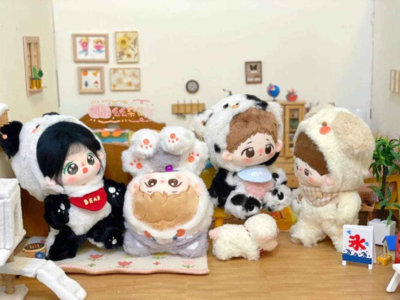 Yuri Original Handmade Panda Cat Dog Cow Set Clothes Suit For 10cm 15cm 20cm Doll Toy Cosplay Child Gift C MI