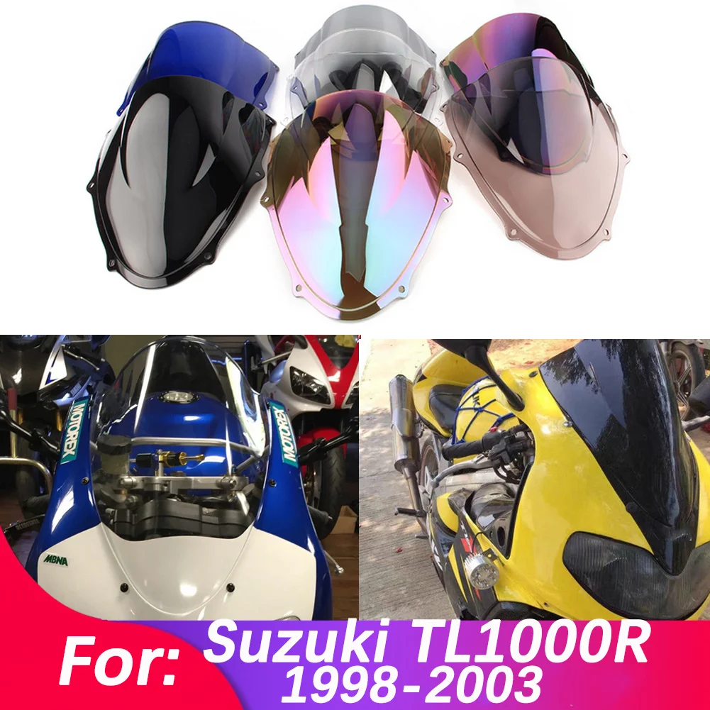 Motorcycle Windshield Double Bubble For SUZUKI TL1000 TL 1000 R 1000R TL1000R 1998-2003 Accessories WindScreen Fairing Deflector view 4