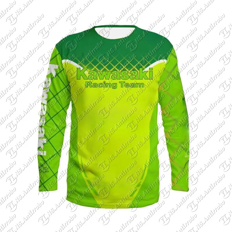 

Kawasaki Moto Long SleevesJersey T-Shirt Newest Outdoor Jersey Summer Classic Tee Adults Loose Exercise Motorcycle Jersey