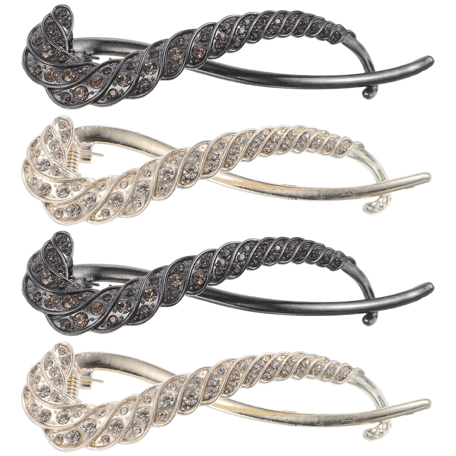 

4Pcs Rhinestone Hair Clips Sparkly Metal Barrettes Bridal Prom Wedding Hair Jewelry Rhinestone Clips Ponytail Holders