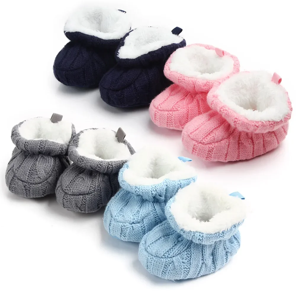 

Baby Winter Shoes Knitted Fabric Soft Cotton Warm Infant Prewalking Shoes for Girls and Boys 0-12 Month Babies First Walking