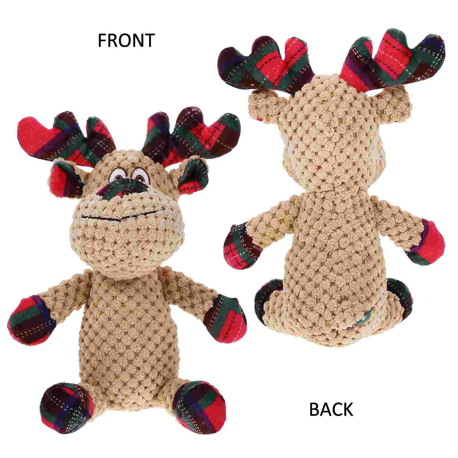 Christmas Elk Santa Style Squeaky Plush Dog Toy Figure Puppy Teething Chewable Pet Molar Sounding Biting Toy for Dogs