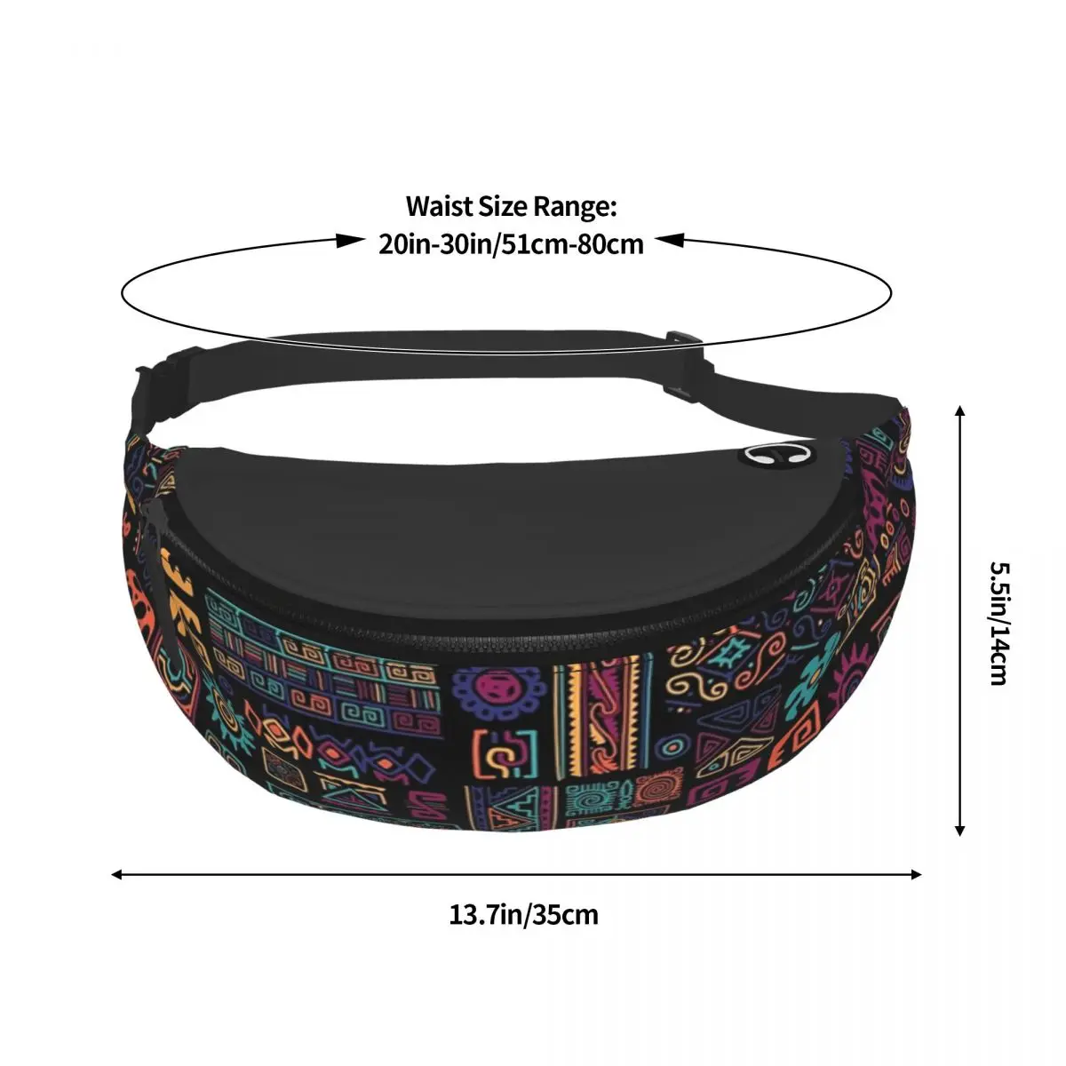 Cool African Ethnic Tribal Art Pattern Fanny Pack Men Women Africa Ankara Print Crossbody Waist Bag for Biking Phone Money Pouch