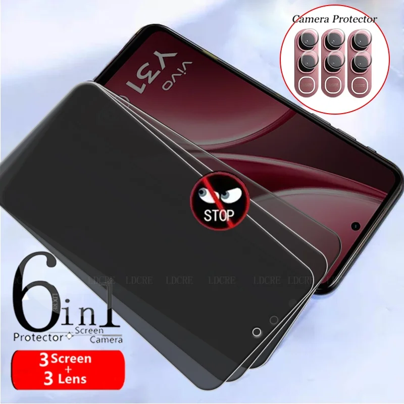 

6-in-1 For Vivo Y31 5G Glass Vivo Y31 5G Screen Protector Protective Anti-Spy Privacy 9H Cover Phone Tempered Glass Vivo Y31 5G