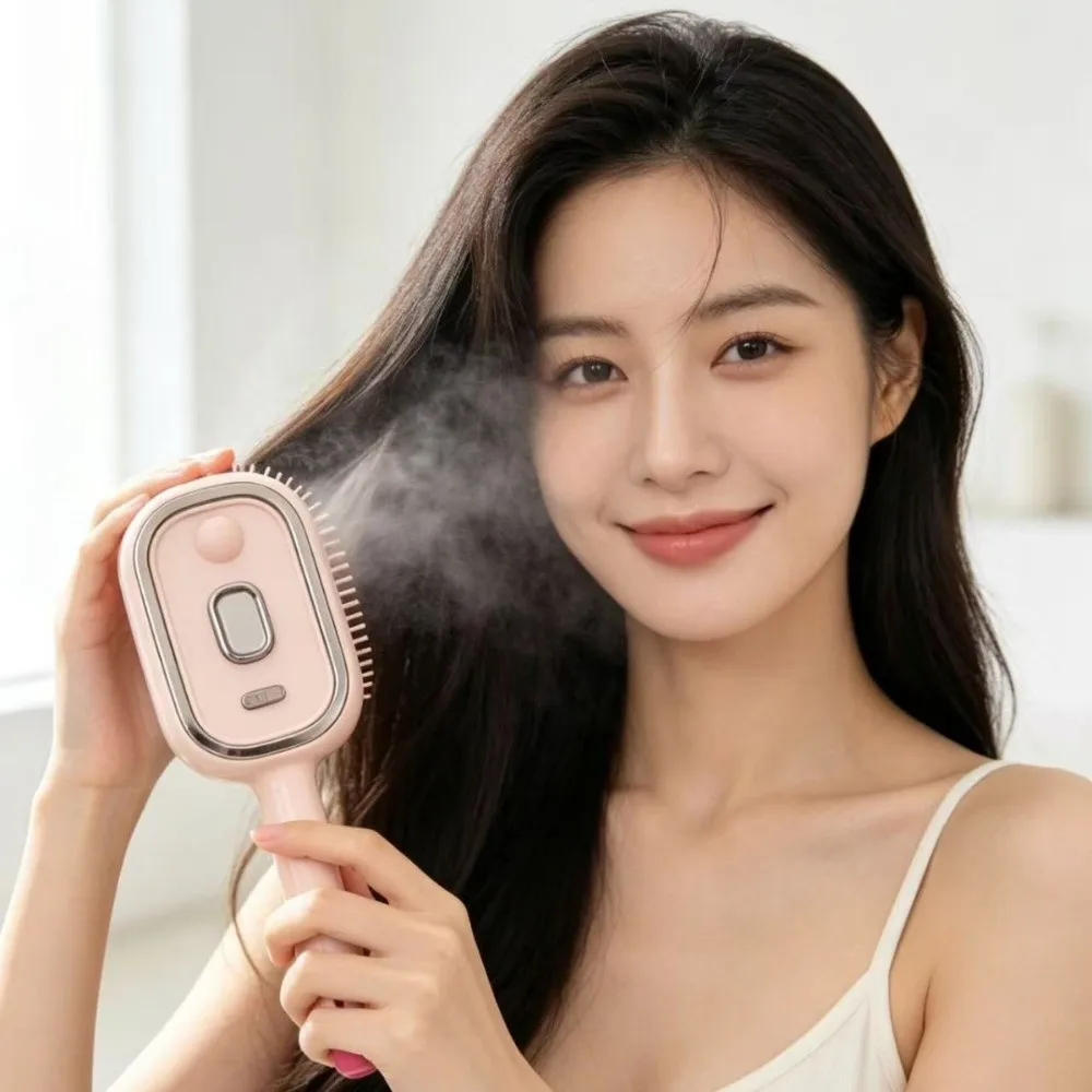 Multi-Function Red Light Spray Massage Comb Hair Care Anti-Frizz Large Tank Electric Spray Hair Brush One-Key Clean Anti-Static
