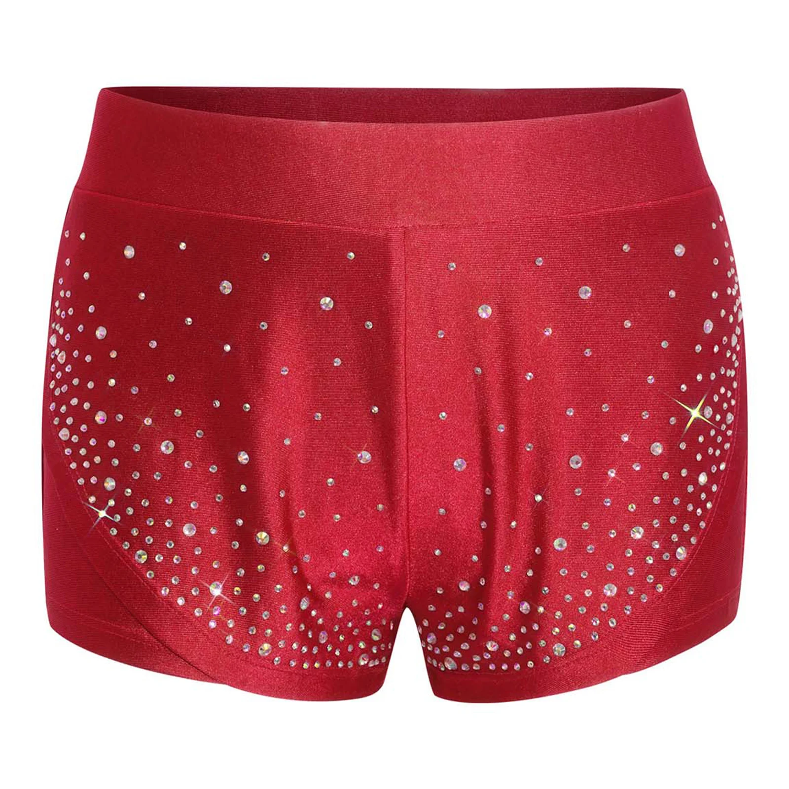 

Детские блестящие шорты для балета и танцев со стразами для девочек, костюм для фигурного катания и гимнастики, эластичный пояс, двухслойные спортивные шорты