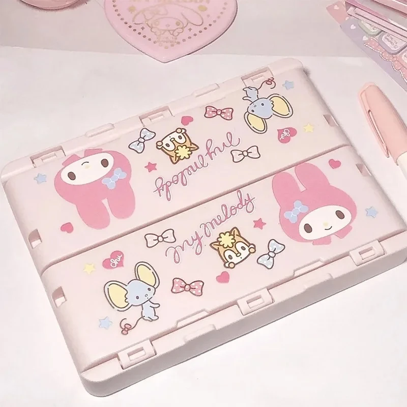 Sanrio Hello Kitty Kuromi Anime Kawaii Desktop Mini Folding Storage Box Cute Cartoon My Melody Hand Ledger Basket Student Gifts