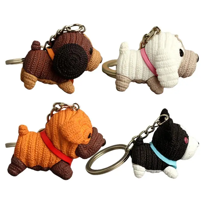 Dog Bag Charm Keychain 4 Pieces Puppy Keychain With Cartoon Pet Dog Design Vivid Backpack Accessory Key Pendant For Bags