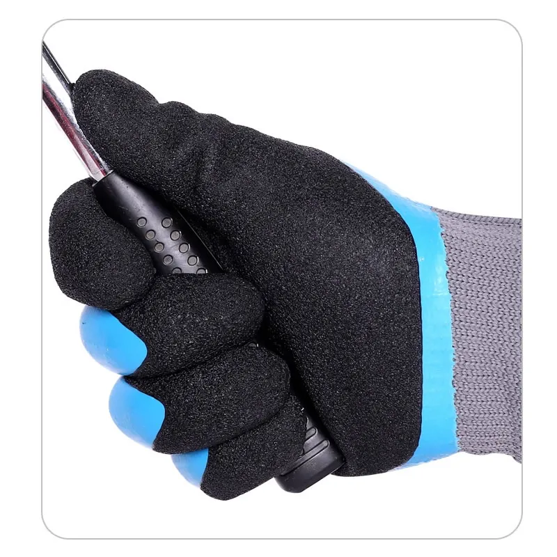 قفازات عمل شتوية دافئة مقاومة للماء مزدوجة اللاتكس المغلفة المضادة للانزلاق قفازات أمان لإصلاح الحديقة حماية أيدي الصيد