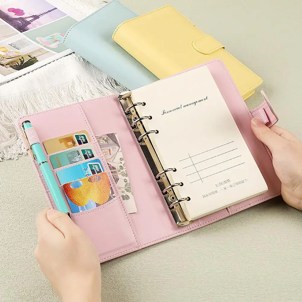 Loose-leaf Notebook Refillable Binder Notebook Macaron Color Imitation Leather Student Loose-leaf Book Small Size Monthly Weekly