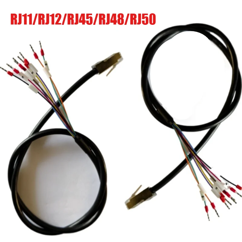 Crystal Head RJ11 RJ12 RJ45 RJ48 RJ50 to 485/422 RJ45 to 232 Connector Cable with Number Tube Solder-free Data Transmission Line