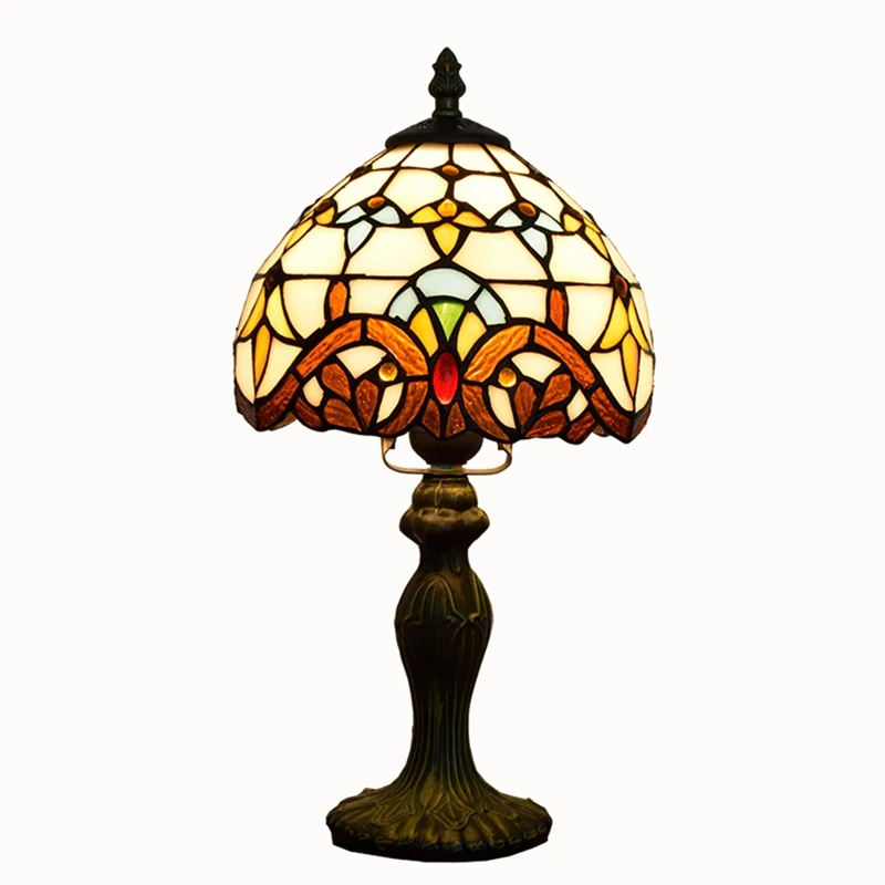 

8 Inch European Baroque Retro Creative Lighting Tiffany Stained Glass Bar Restaurant Bedroom Bedside Small Table Lamp