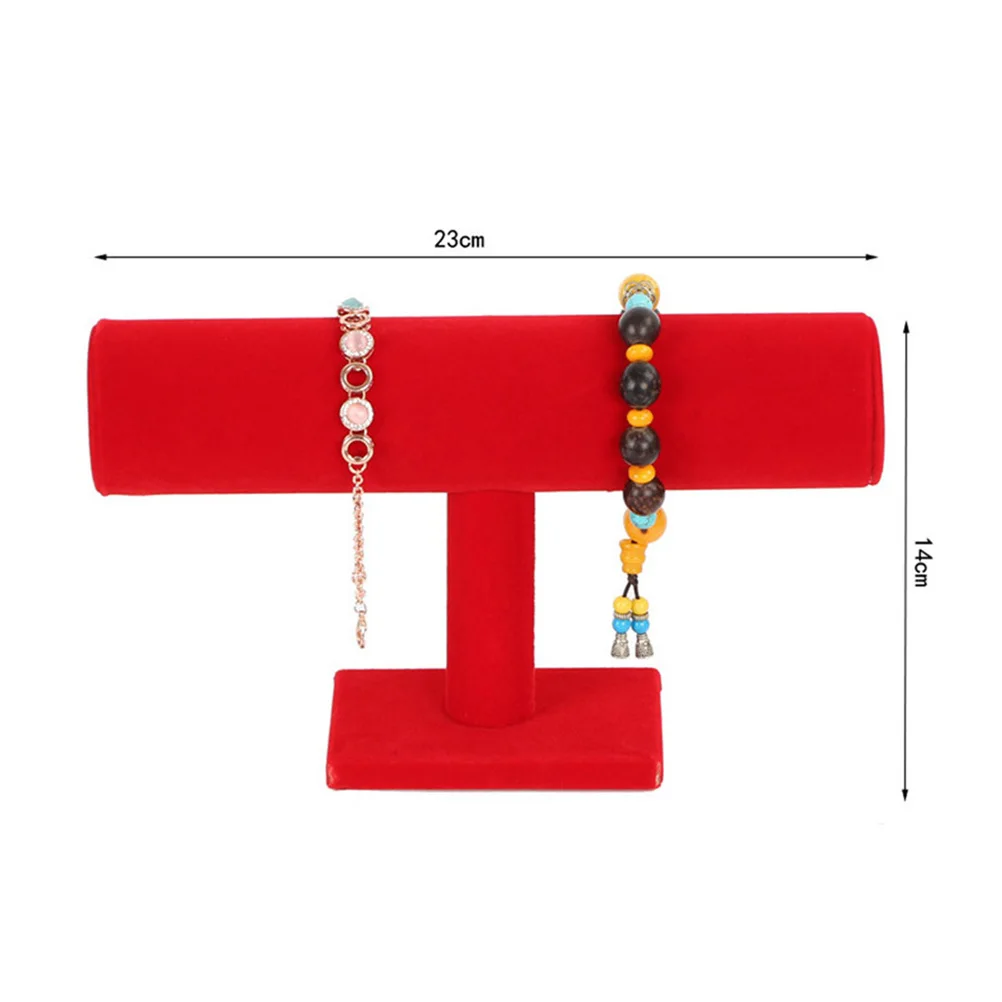

T Shaped Bracelet Display Stand Red Single Layer Organizer for Necklace Jewelry Watch Holder T Shaped Display Stand
