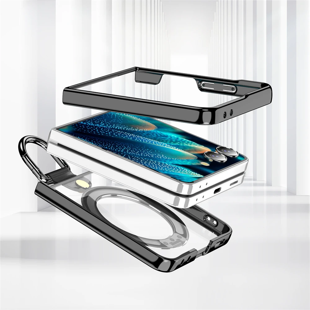 Luxuriöse magnetische 360-Grad-Halterung mit Ring-Telefonhülle für Samsung Galaxy Z Flip 7, schützende, stoßfeste, galvanisierte Abdeckung
